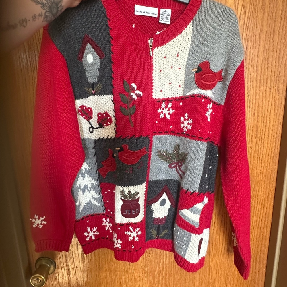 Vintage Croft & Barrow Red and Gray Festive Sweater (Christmas)